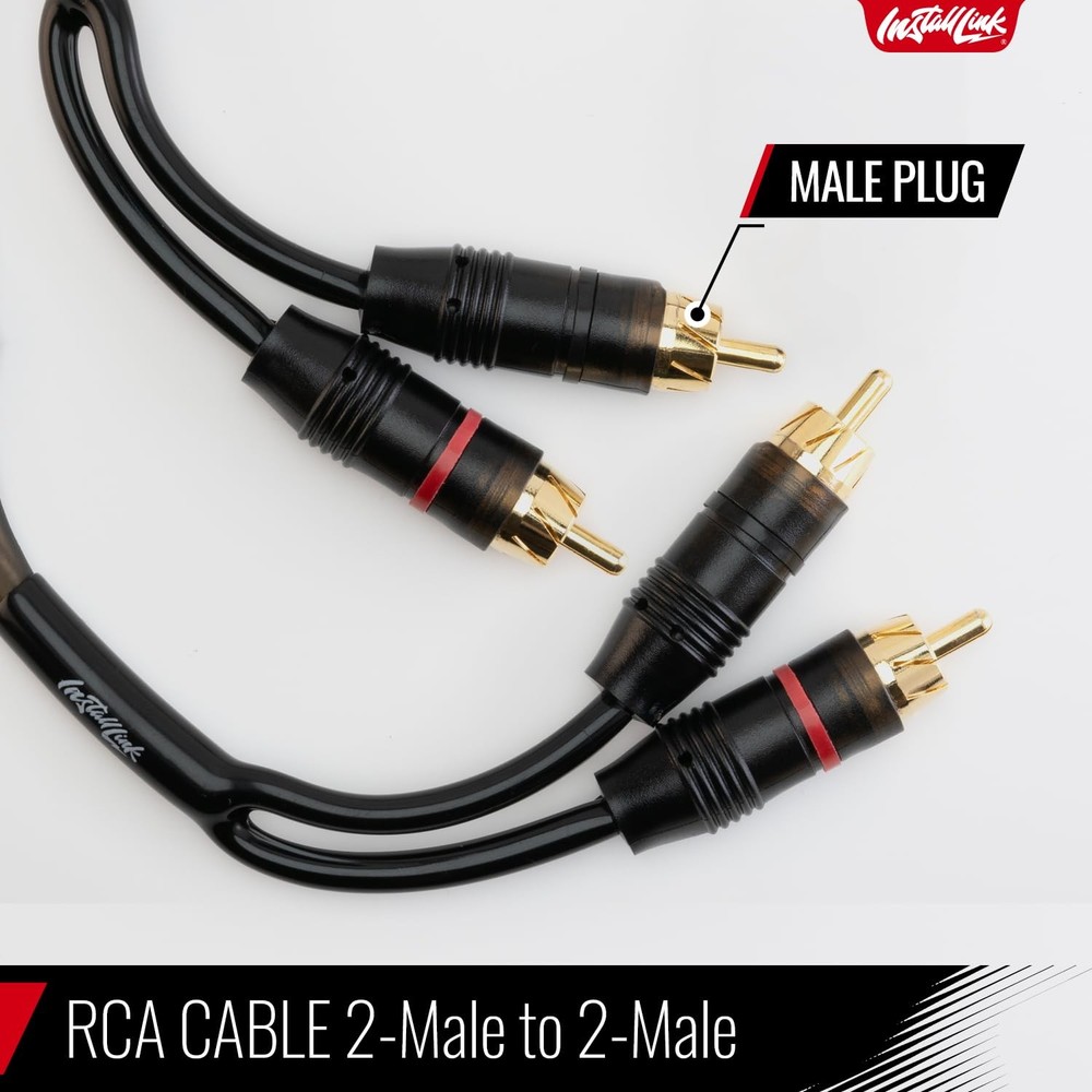 Install Link RCA Audio Cable for Subwoofer or Stereo Cable, 2-Channel, 20ft
