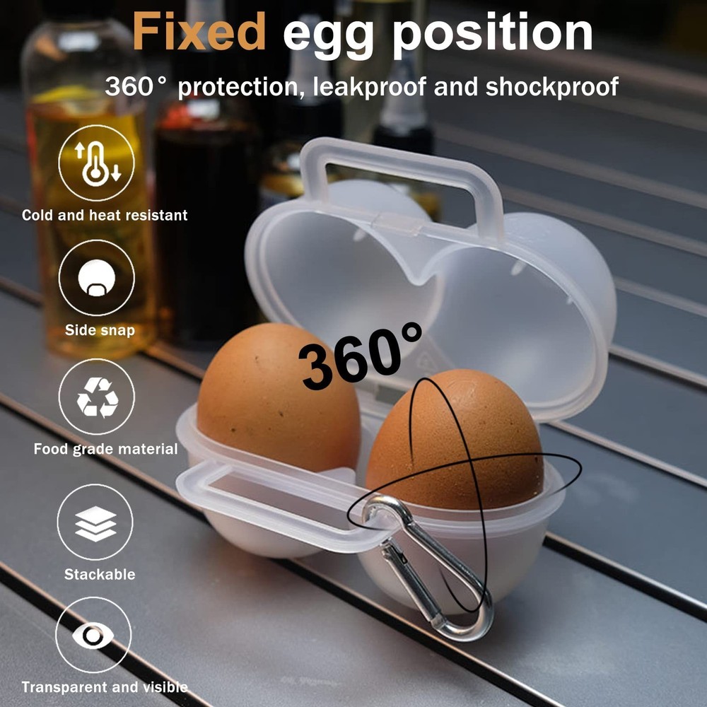 RoseFlower 2pcs Egg Holder Container, 2 Girds Plastic Egg Storage Box Shockpr...
