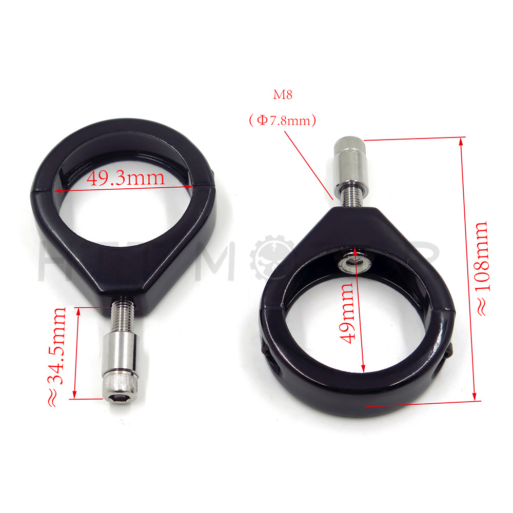 2x 49mm Turn Signal Indicator Light Relocation Fork Clamp For Harley-Davidson