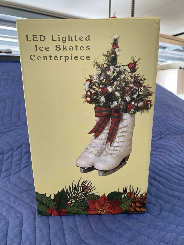 LED Lighted Ice Skates Centerpiece 12” Works