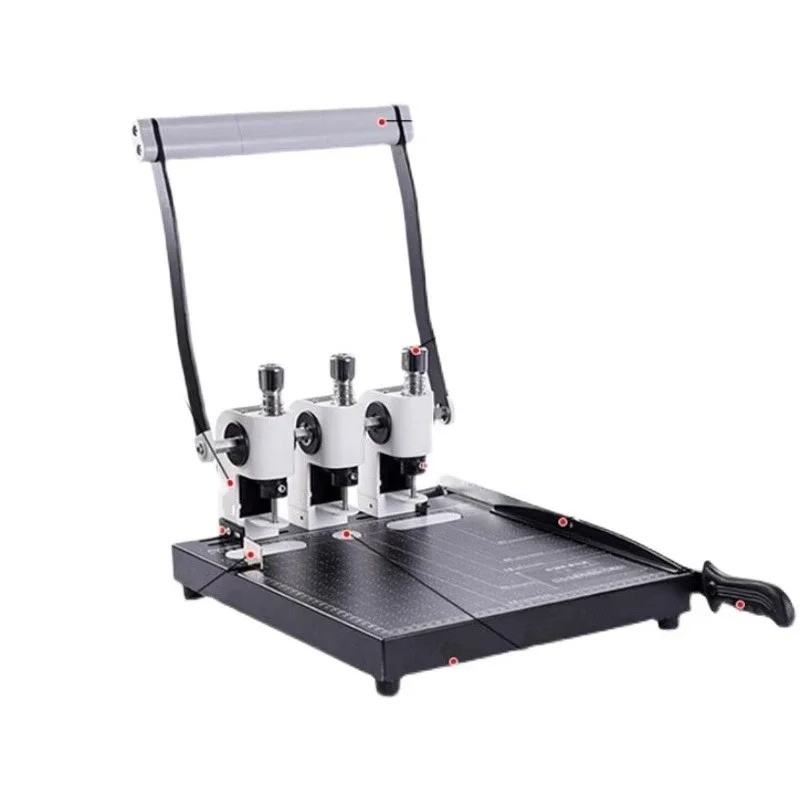 Paper Cutting, Punching, and Binding Machine with Adjustable Hole Spacing