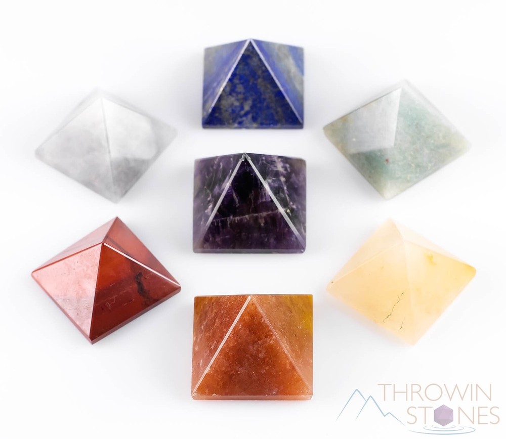 Rainbow CHAKRA Crystal Pyramids, Starter Kit Set, Self Care, Healing Stone E0867