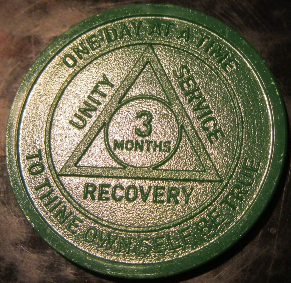 Alcoholics Anonymous Plastic AA 3 month Poker Chip Medallion Token