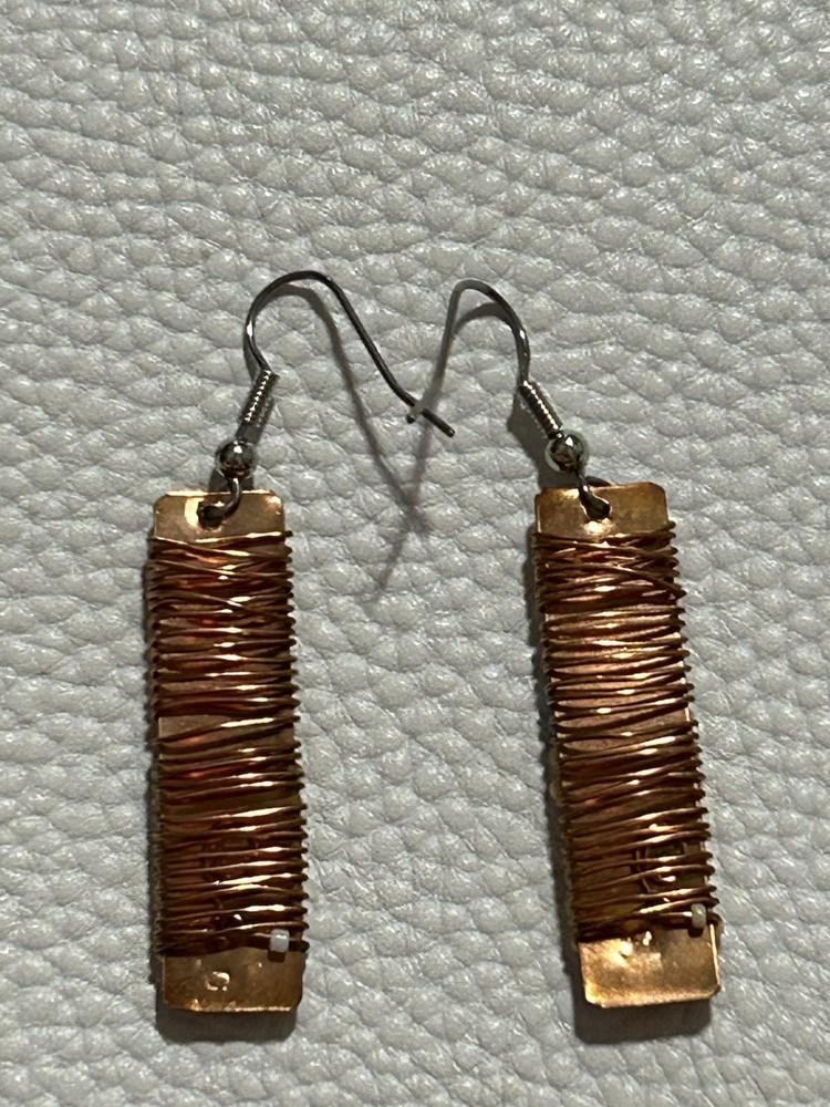 NWT Seed Bead Copper Tone Turquoise Dangle Earrings