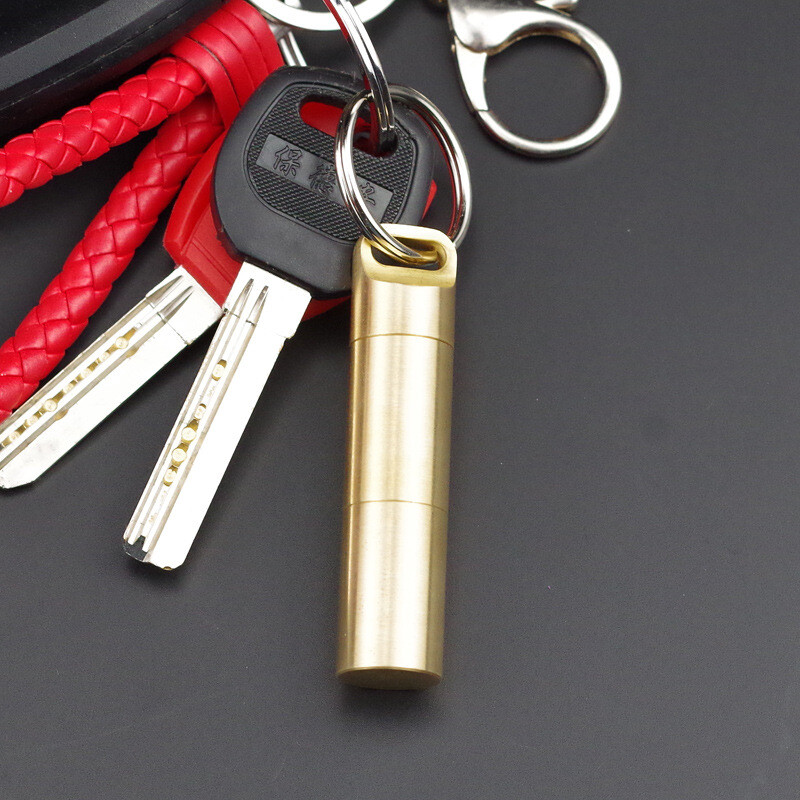 1PC Brass Pill Case Holder EDC Pill Organizer Container 2 Compartment Waterproof