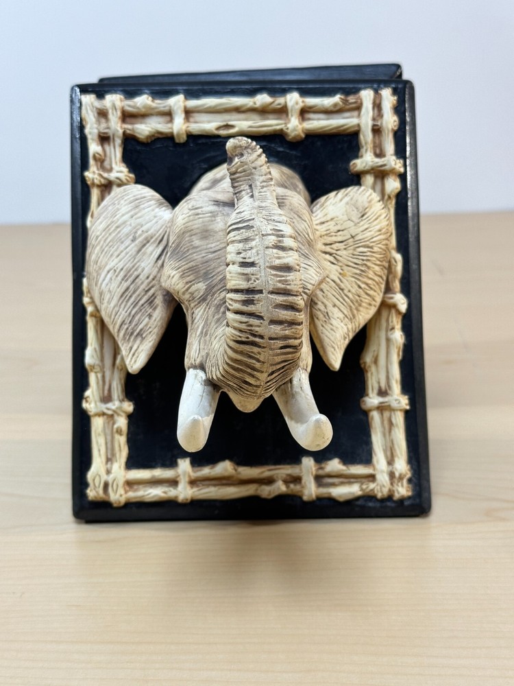 Vintage Ceramic Elephant Bookends, Hand painted, 8” tall - 2001