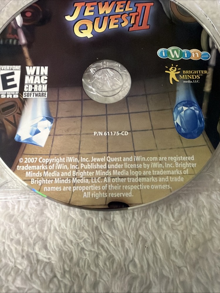 Jewel Quest II PC CD ROM Software iWin Gem Matching Vtg Computer Game
