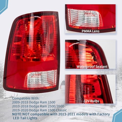Rear Tail Lights Assembly Compatible With 2009-2018 Dodge Right Passenger Side