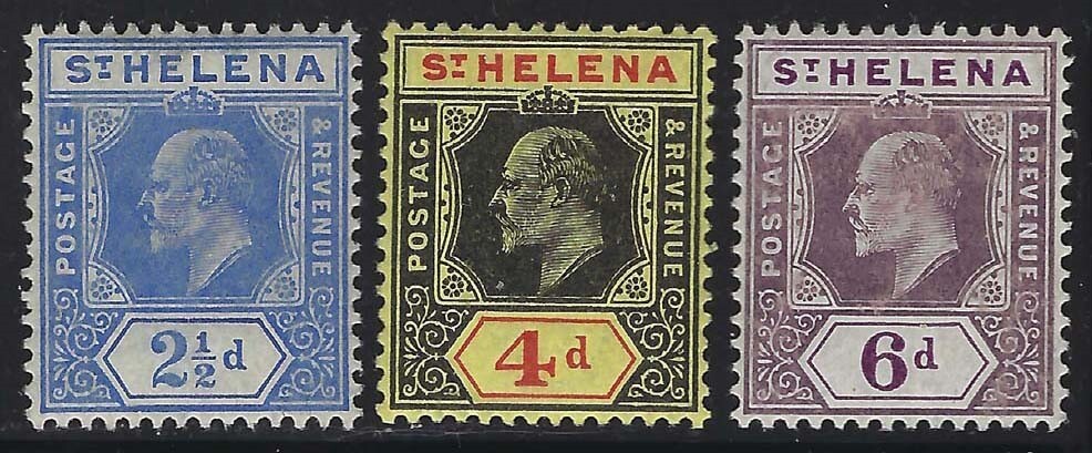 St Helena 1908 Edward VII set Sc# 56-58 mint