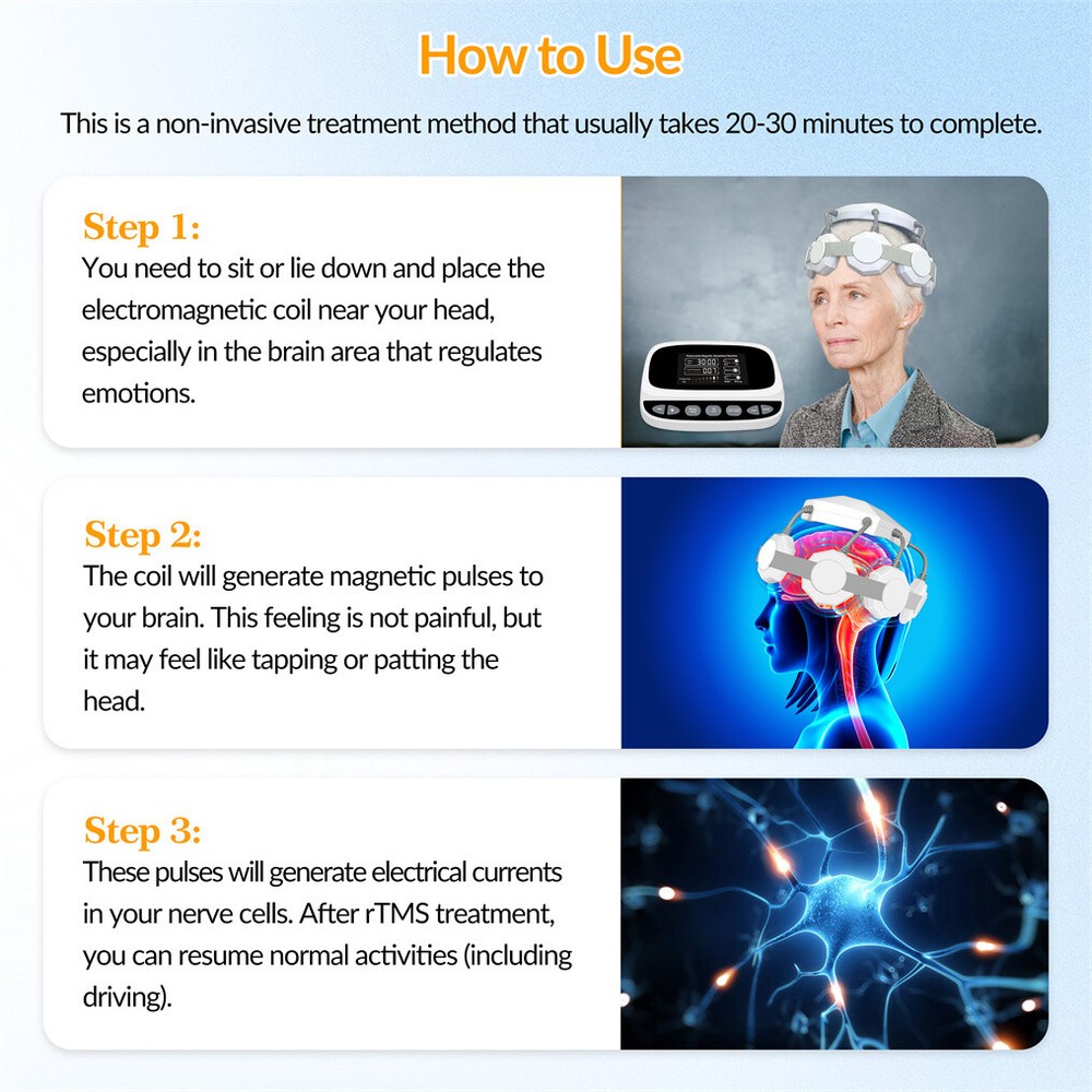 Non-Invasive Transcranial Stimulator 8 frequency modes for Depression Home Use