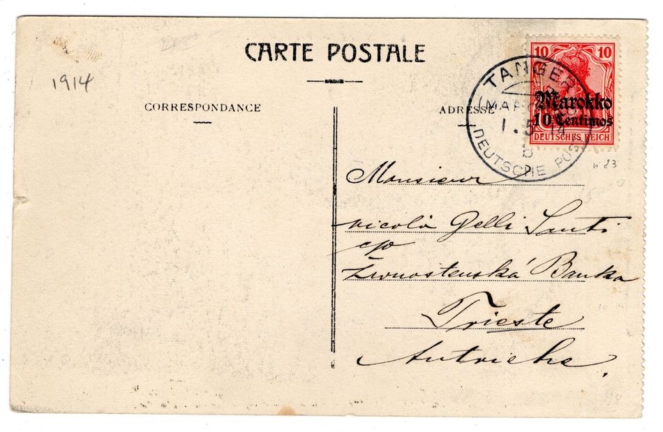 Morocco 1914 AK Tanger View To Trieste (DA4790)