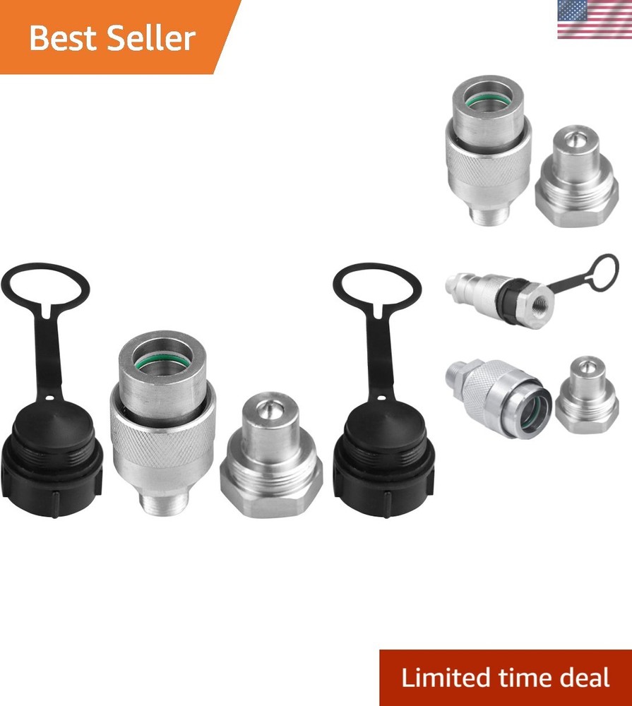Brand New 3/8 Inch Hydraulic Quick Coupler Set Silver