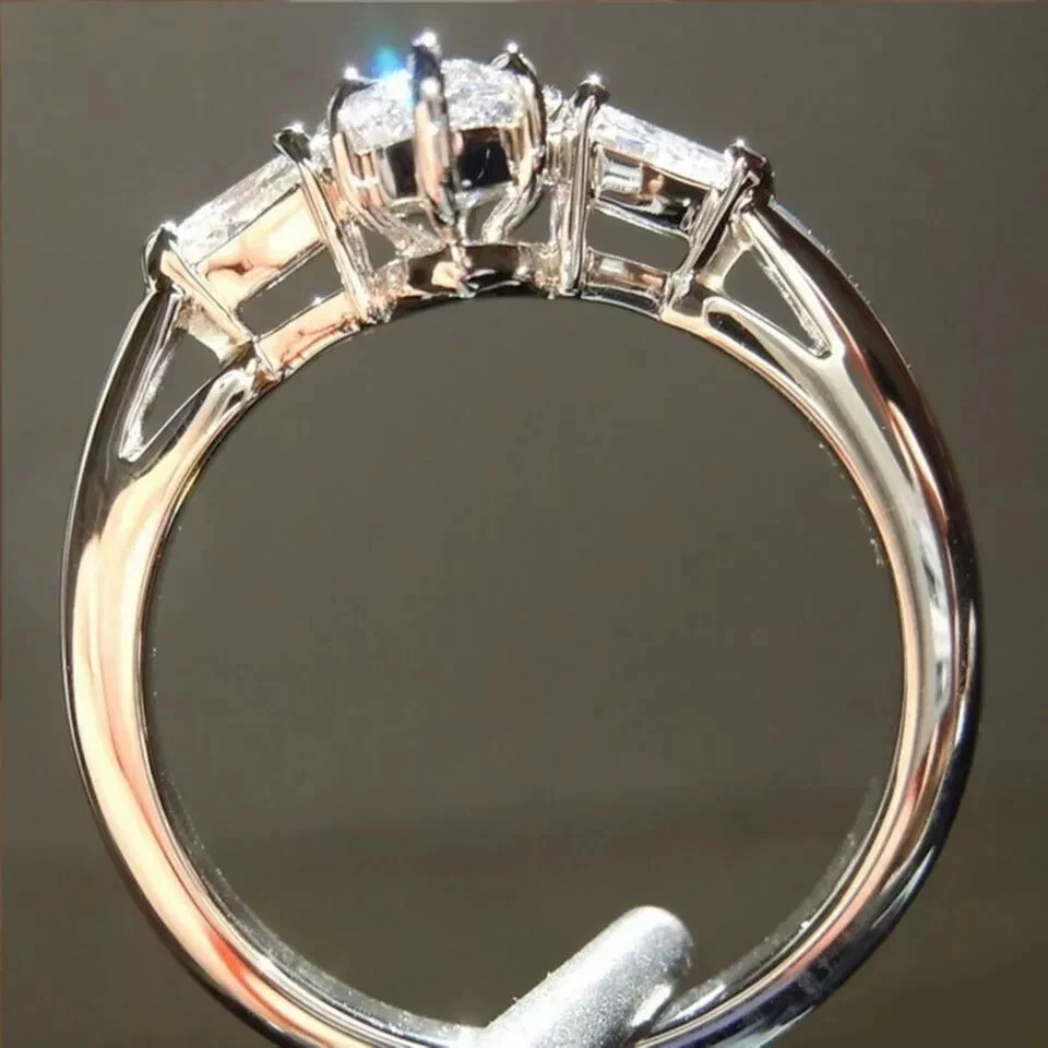 5.00 Ct Marquise Cut Real moisannite White Solitaire Ring 925 Silver