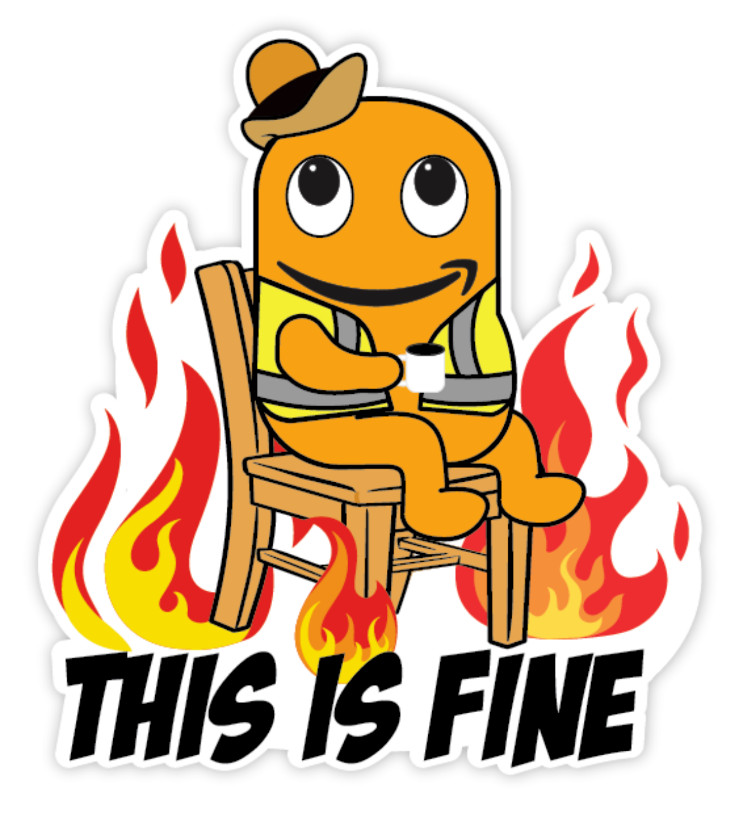 THIS IS FINE AMAZON PECCY PIN