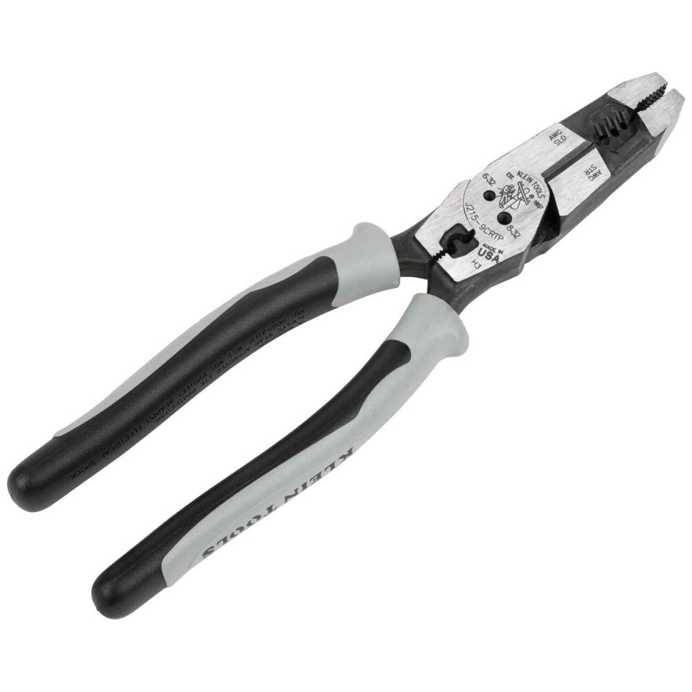 Klein Tools J2159CRTP Hybrid Pliers with Crimper, Fish Tape Puller-Wire Stripper