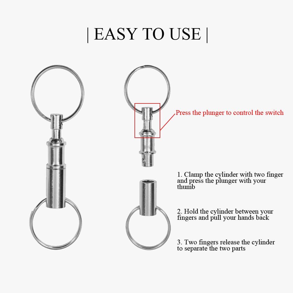 5 Pack Quick Release Keychain Detachable Pull Apart Keychain Dual Pull Apart Key