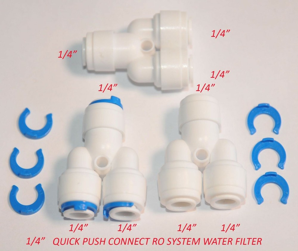 ¼” 3 TREE WAY UNION TEE TUBE QUICK PUSH CONNECT RO REVERSE OSMOSIS WATER FILTER