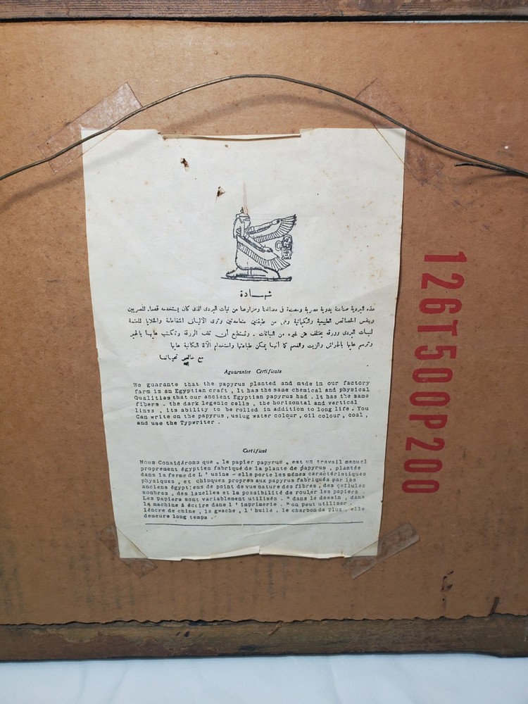 Egyptian Framed And Painted Papyrus some Damage Pictured