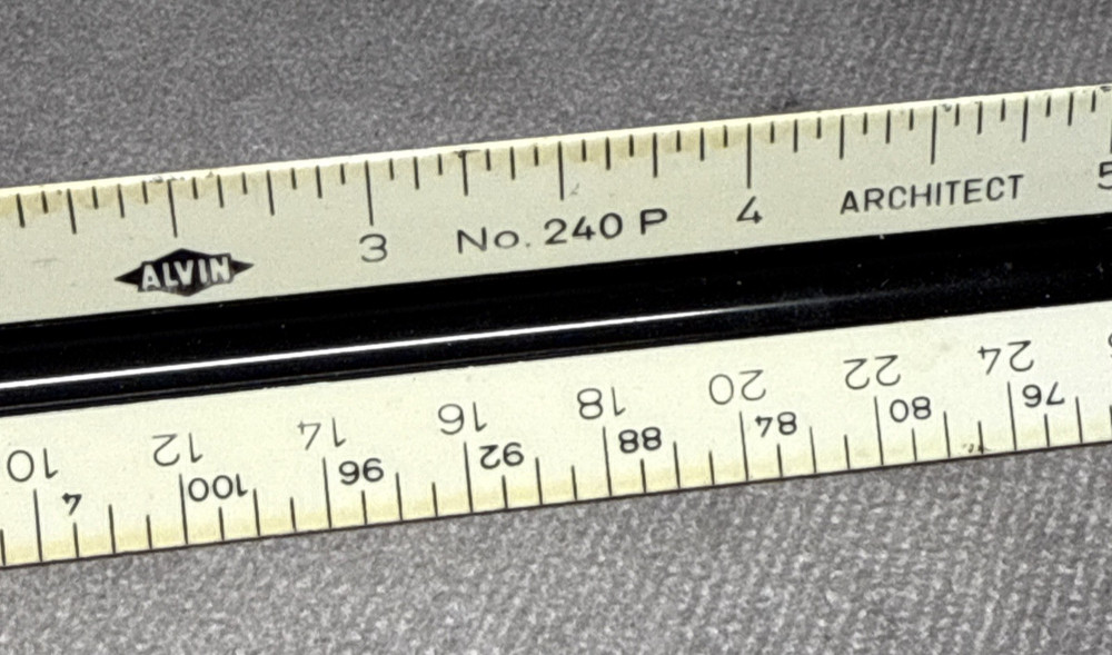 Vtg Alvin No. 240P Architect Triangular Scale Ruler US Std West Germany 12"