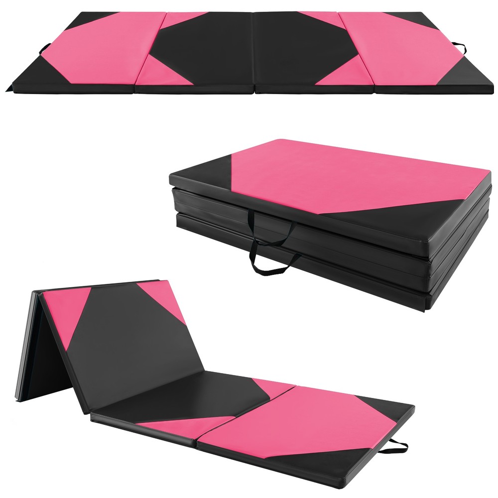 10' x 4' x 2" 4-Panel Folding Gymnastics Exercise Mat w/ Hook & Loop Fasteners