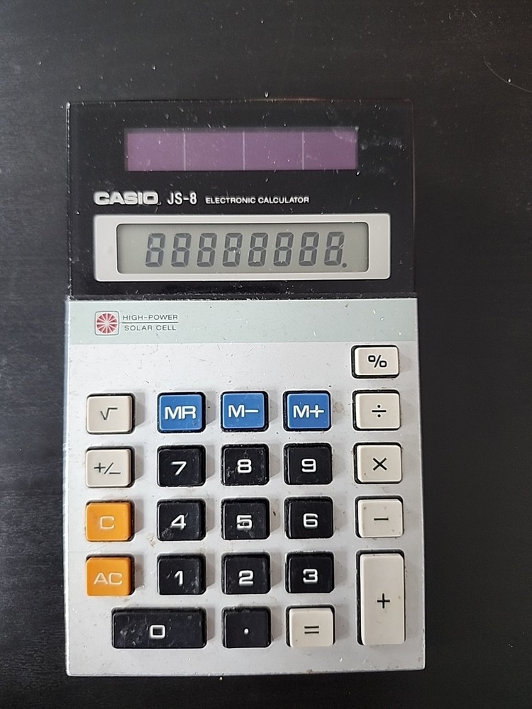 Vintage Casio JS-8 Solar Cell Electronic Calculator Tested Works