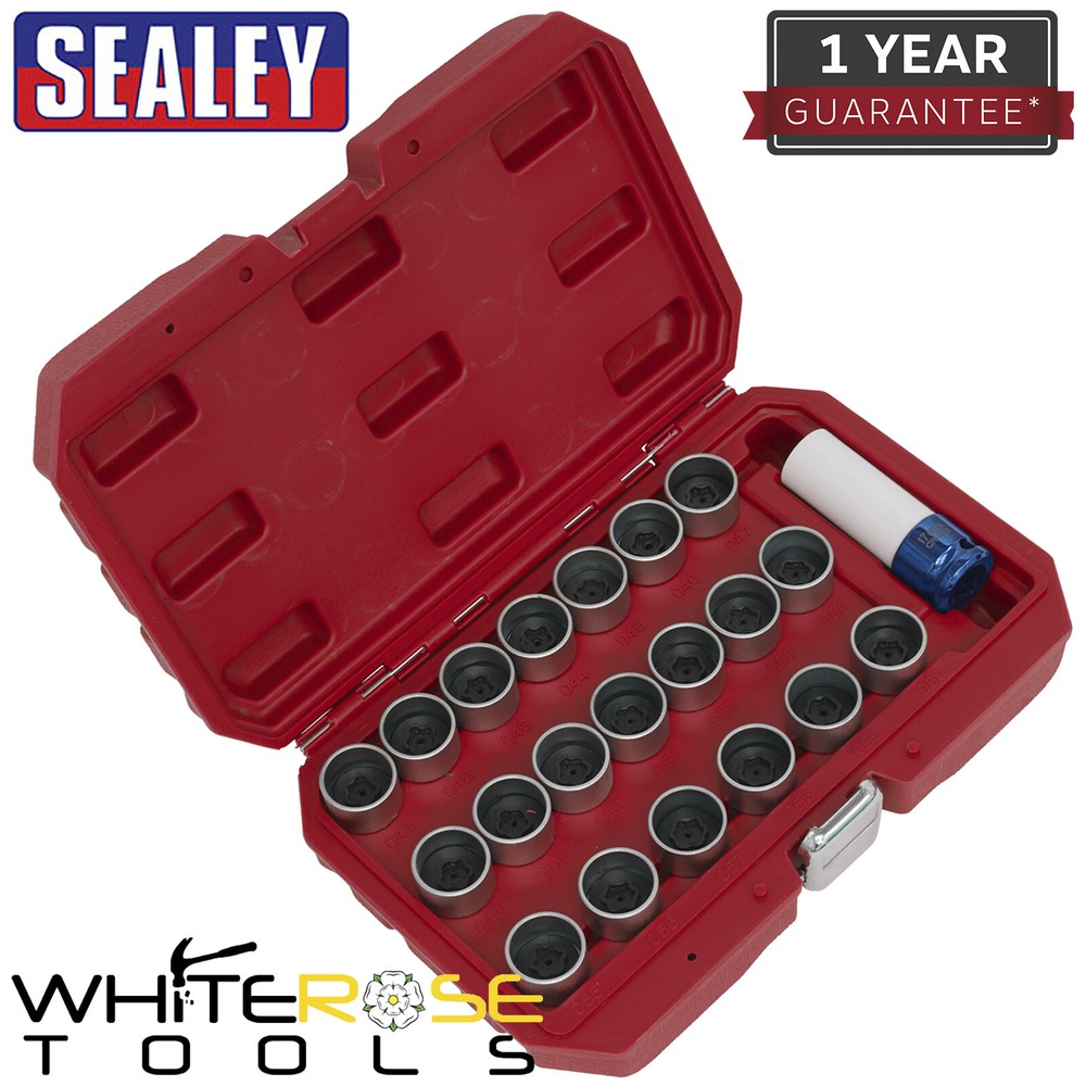 Sealey 21pc Locking Wheel Nut Key Set BMW Garage Storage Case