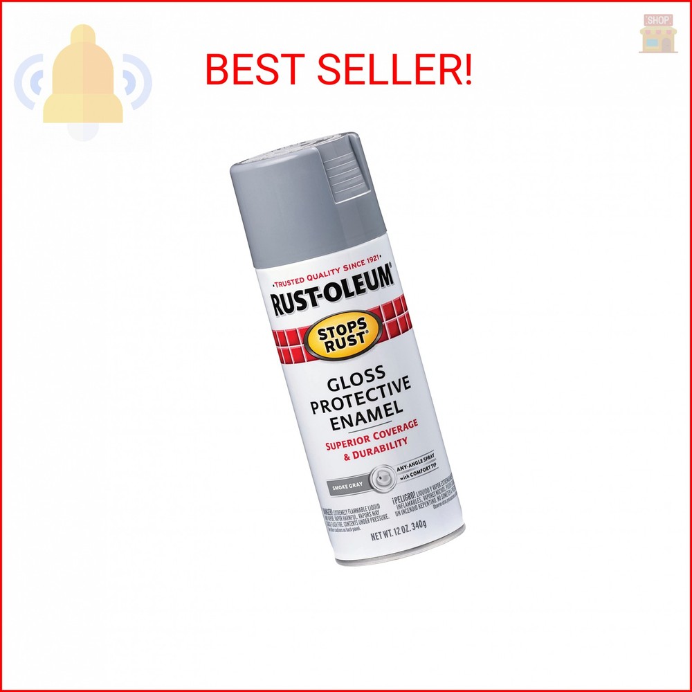 Rust-Oleum 7786830 Stops Rust Spray Paint, 12 oz, Gloss Smoke Gray