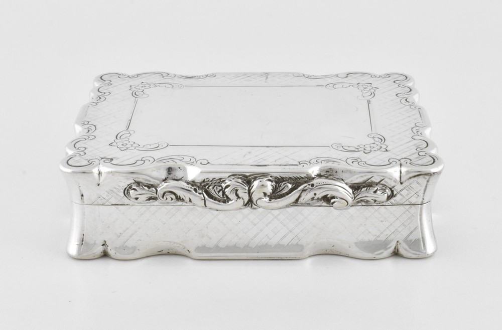 Antique English Victorian Solid Silver Large Snuff Box, (David Pettifer, 1851)