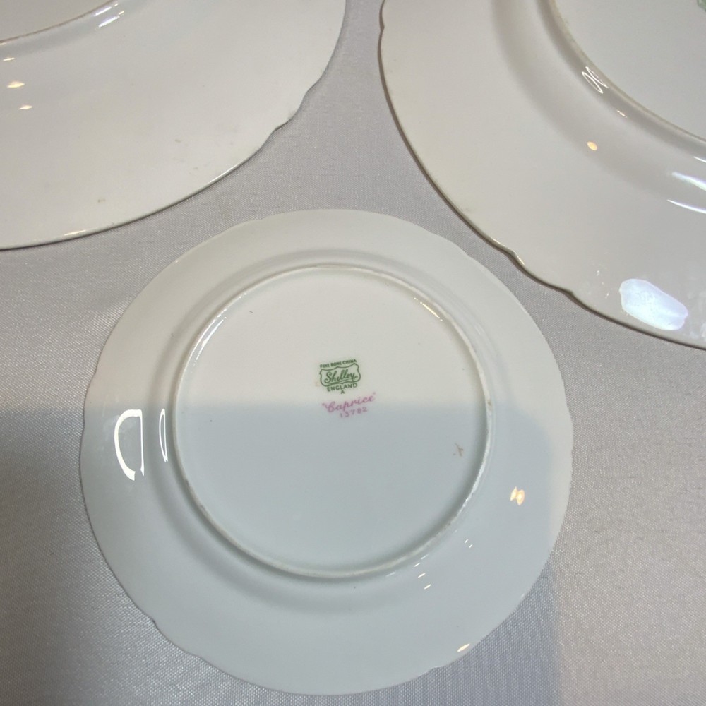 Shelley Caprice Bone China Two Dinner & One Bread plate
