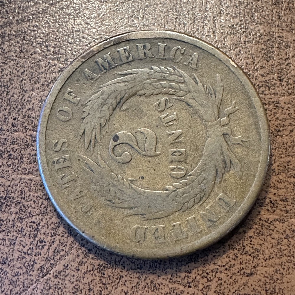 1865 Two Cents Piece Large Motto