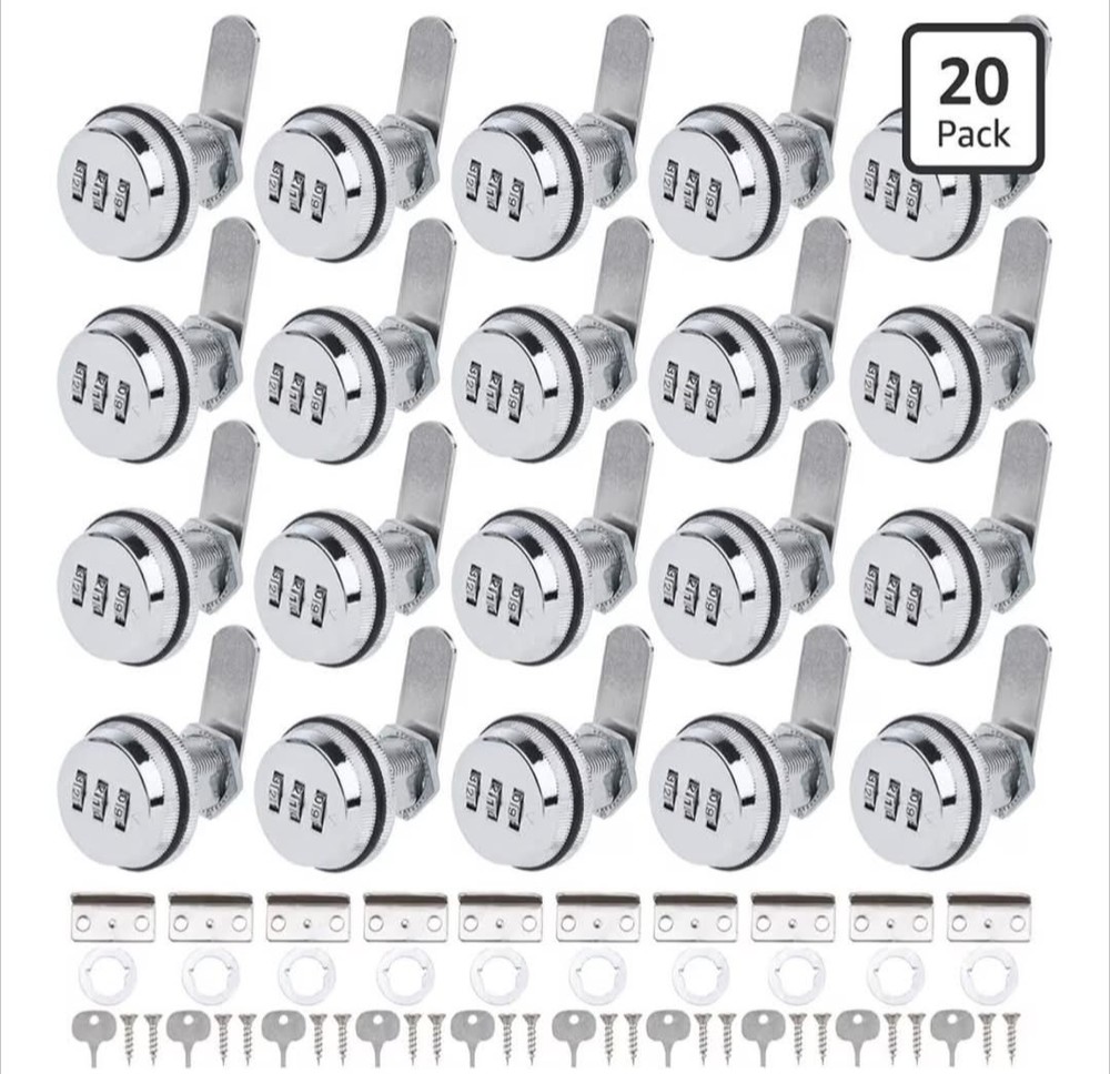 RealPlus Combination Cam Locks 3/4" Cylinder Cabinet Lock Security. 20 Pack.