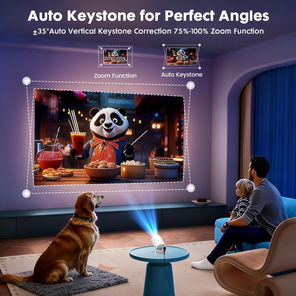 [Built-in Apps] Mini Projector with WiFi and Bluetooth & Android 12, Electric...