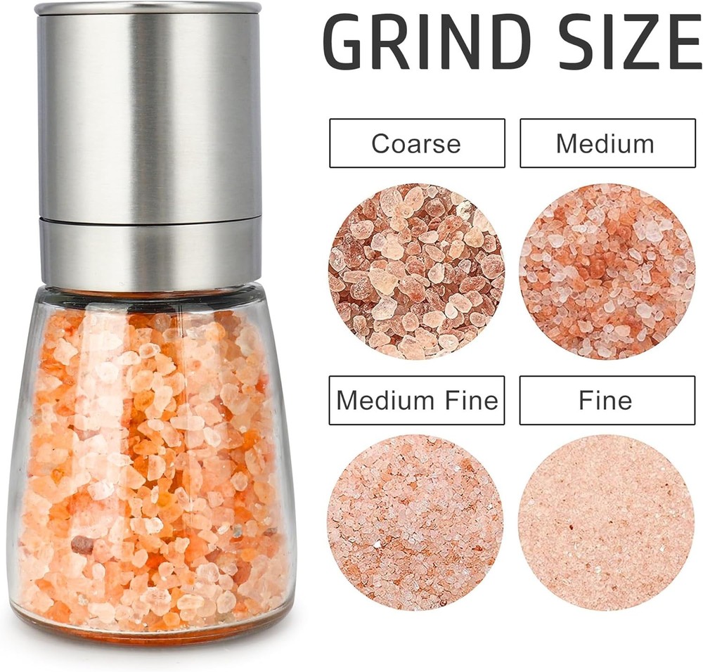 Pepper Grinder Pepper Mill, Salt Grinder Refillable,Single Package Adjustable...