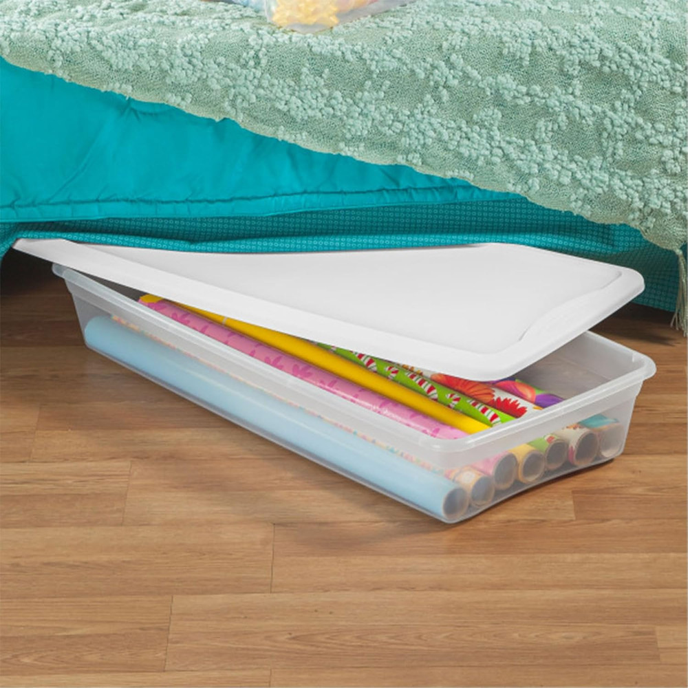 6-Pack Stackable Storage Bin with Lid, Clear Plastic Design, 41 Quart