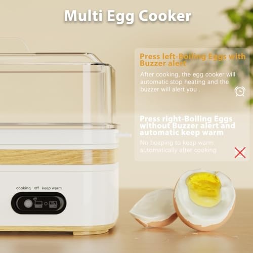 Rapid Egg Cooker Electric 6 Eggs Capacity, Soft, Medium, Hard Boiled, white