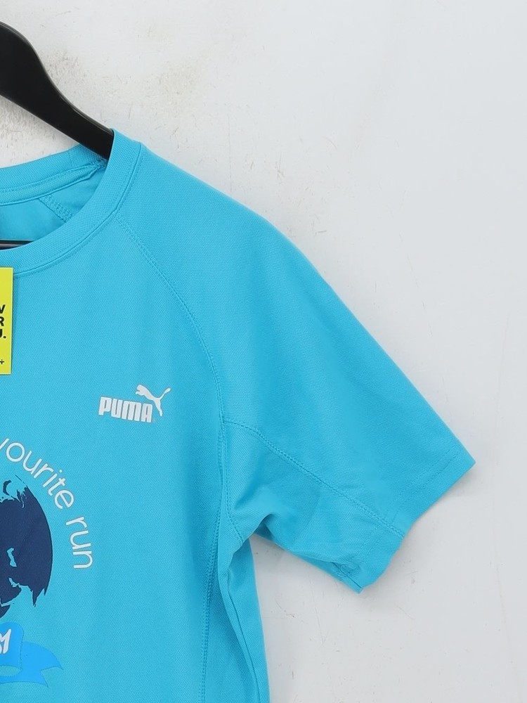 Puma Men's T-Shirt M Blue Graphic 100% Polyester Crew Neck Basic