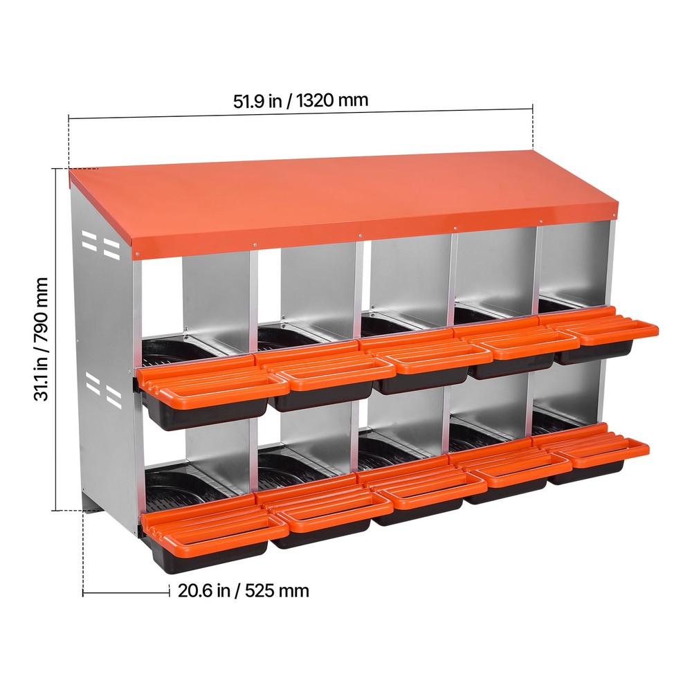 Uimoso 2-Tier Chicken Nesting Boxes with 10 Compartments for Egg Collection