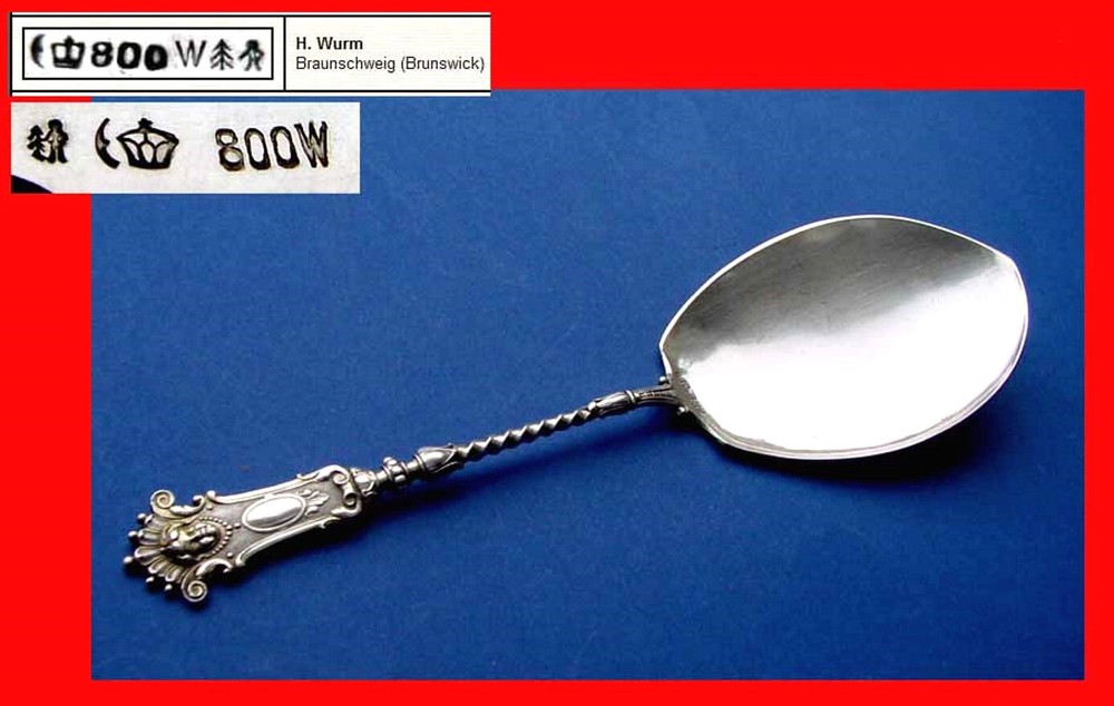 Antique Large Solid Pie Server, H. Wurm, 800 Silver B552