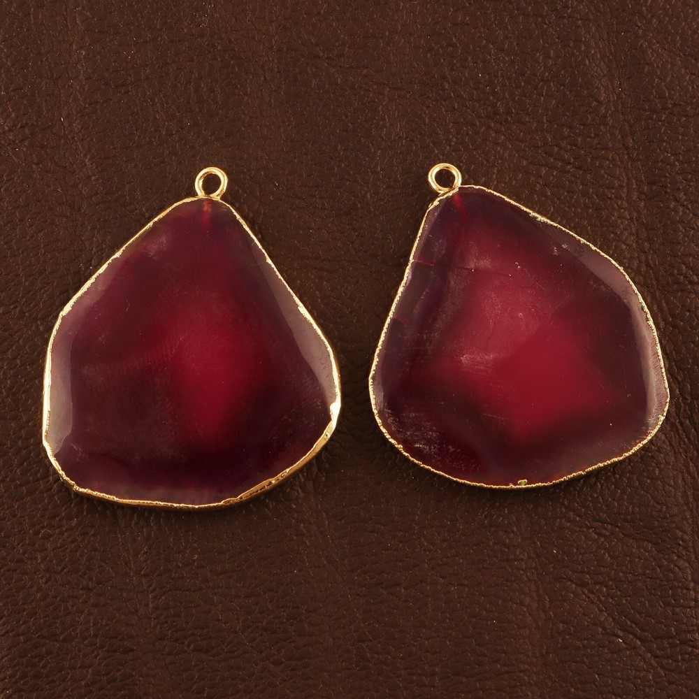 Agate Slice Gold Electroplated DIY Single Bail Handmade Earring Pair Connectors
