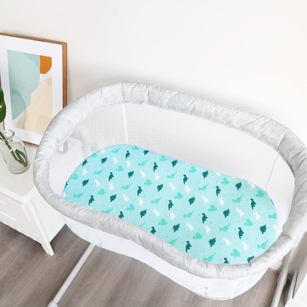 4-Pack Bassinet Fitted Sheets Universal Fit (Rectangle/Oval/Hourglass) for Boys