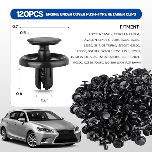 120 pcs Engine Under Cover Push-Type Retainer Clips Compatible with Toyota