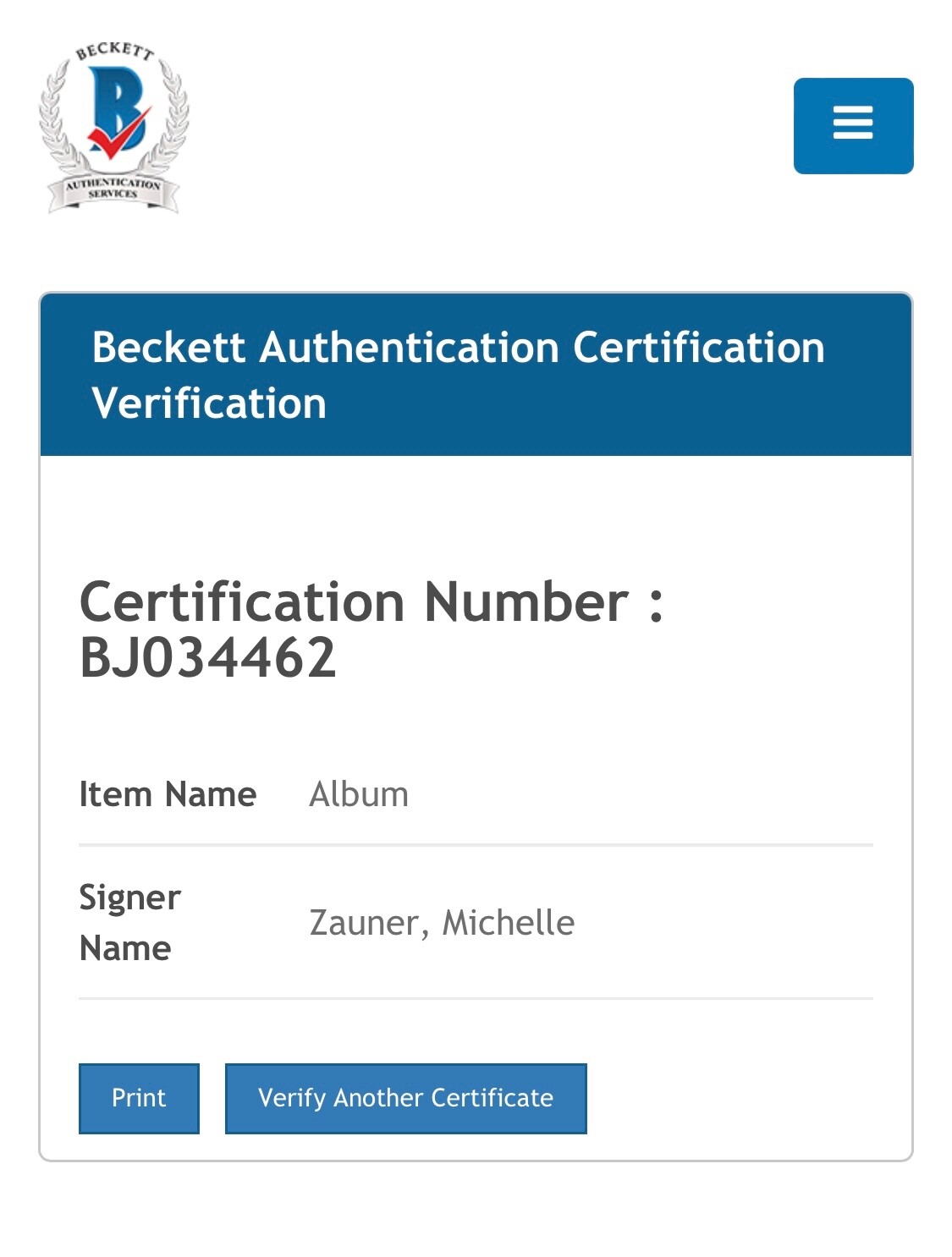 Michelle Zauner Signed Japanese Breakfast Jubilee Vinyl Record Beckett BJ034462