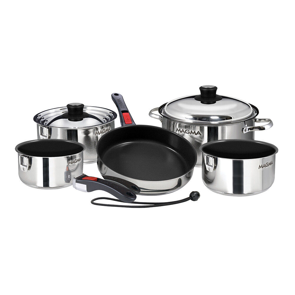 Magma Nesting 10-Piece Induction Compatible Cookware - SS Exterior & Slate Blac