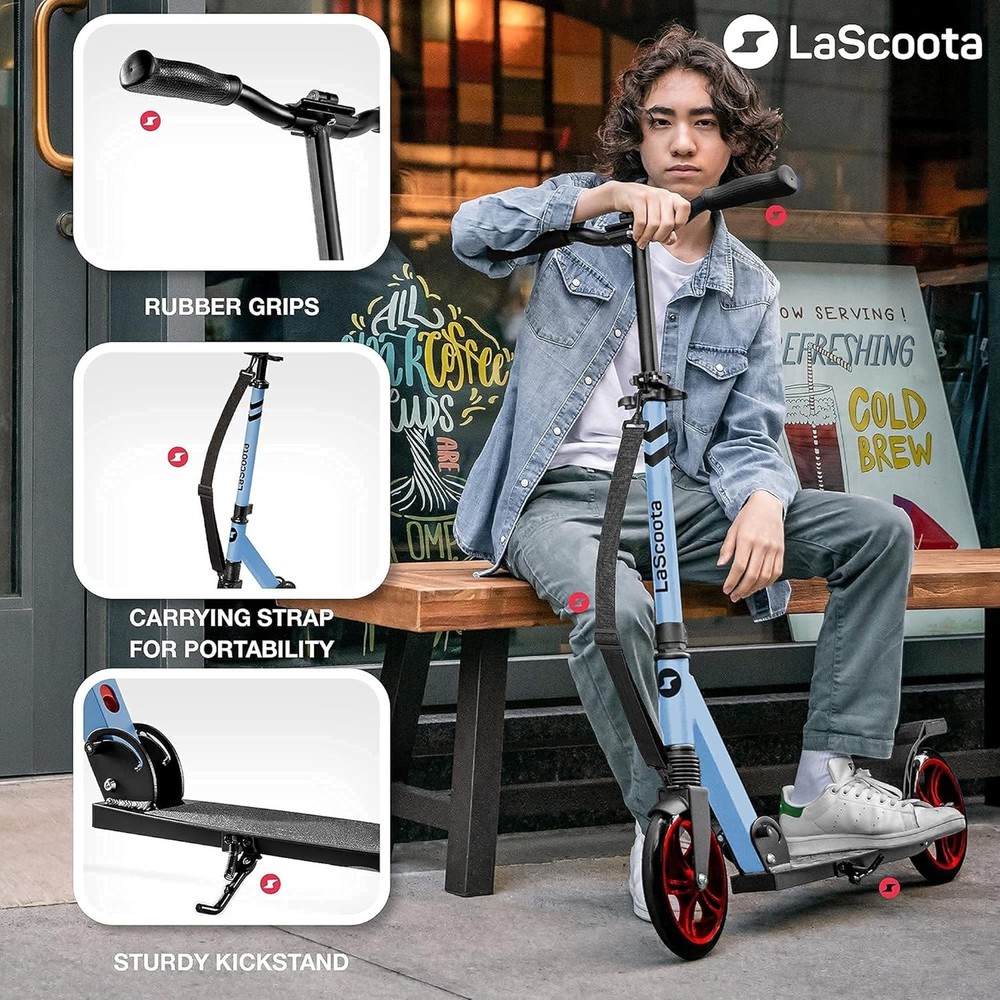 Fusion Blue Adjustable Kick Scooter - Lightweight, Foldable & Ergonomic Design