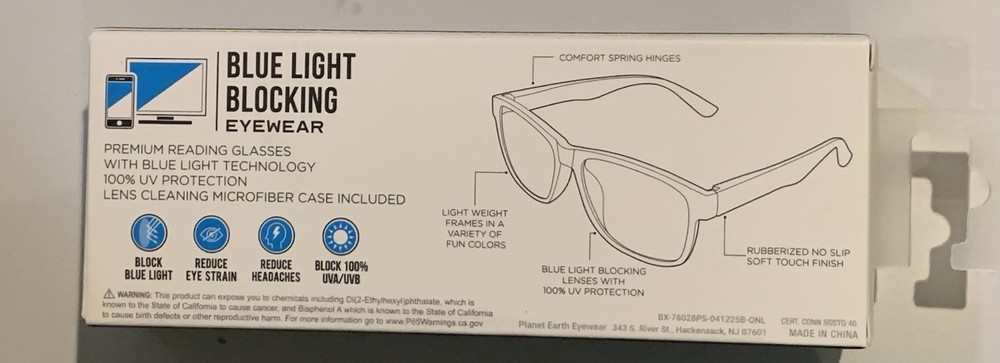 NEW ONLY Eyewear the PERFORMER +2.50 Blue Light Blocking Lens Reading Glasses
