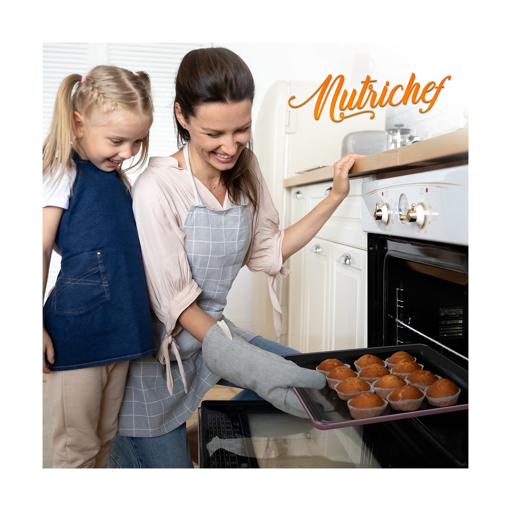 NutriChef 8-Piece Nonstick Stackable Bakeware Set - PFOA, PFOS, PTFE Free Bak...
