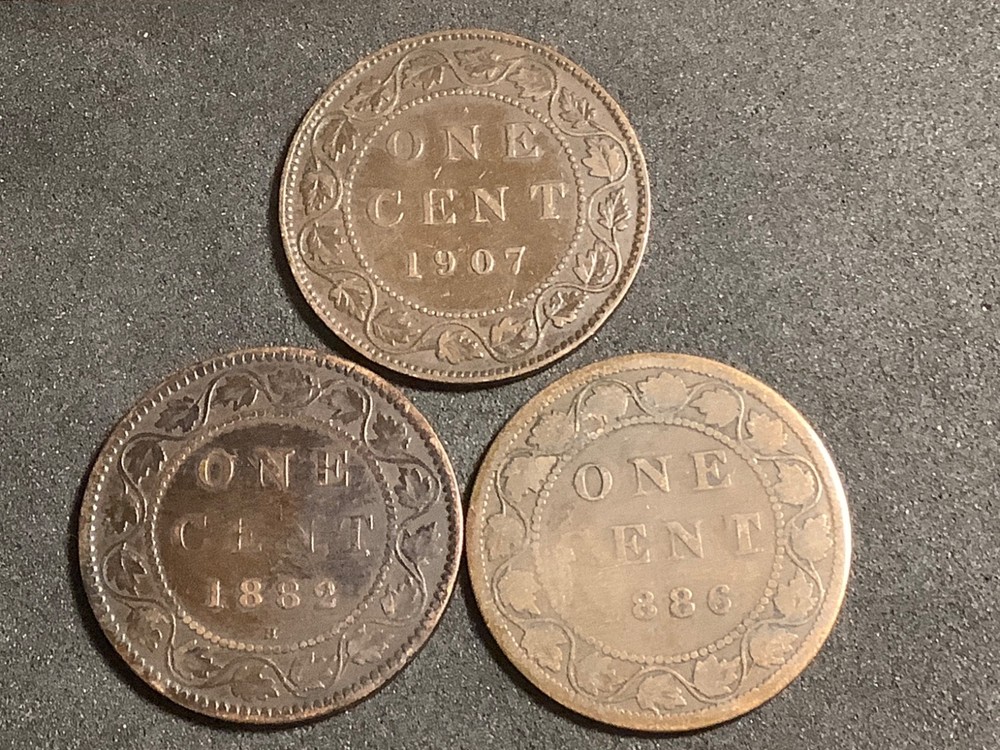 3 Canada Cents - 1883, 1886, 1907