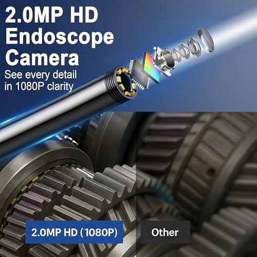 1080P HD Borescope Camera with Light, 4.3" IPS Screen, IP67 Waterproof