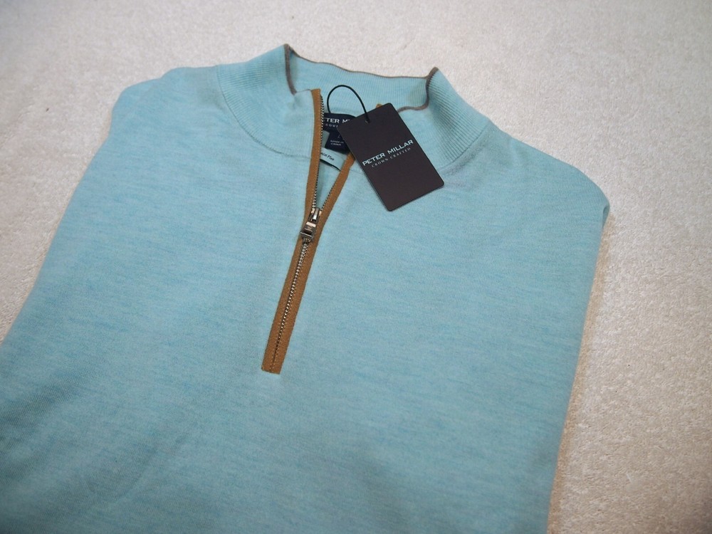 Peter Millar Crown Crafted Excursionist Flex 1/4 Zip Sweater NWT L $350 Blue