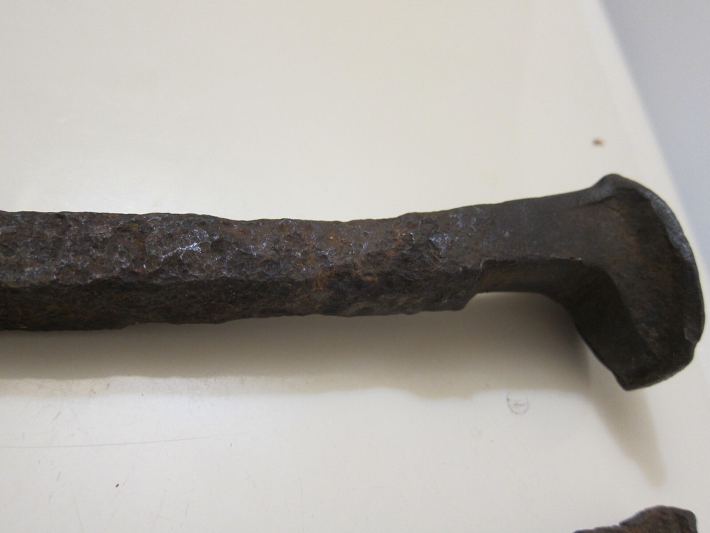 2 ANTIQUE IRON LARGE SQUARE NAILS